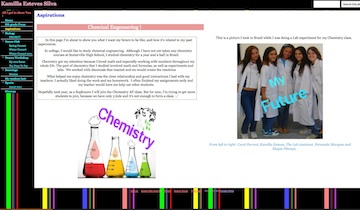 A glimpse of a student's ePortfolio for a career in chemistry.